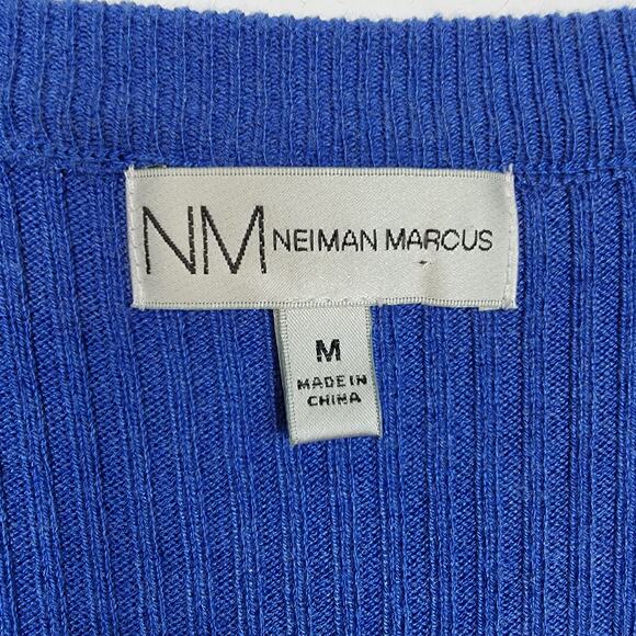 Neiman Marcus V-neck Asymmetrical Pullover Ribbed Cashmere Blend Sweater Size M - Picture 3 of 5